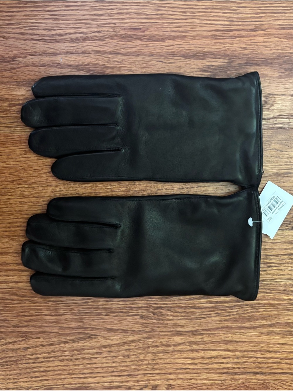 Men's Black Leather Gloves - Grey Cashmere lined (Bloomingdales) - NWT Size L